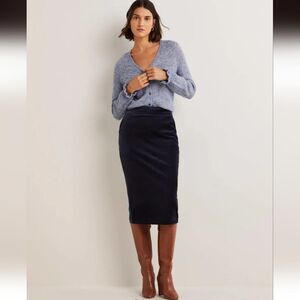 Boden Velvet Midi Pencil Skirt in Navy Blue Size 4